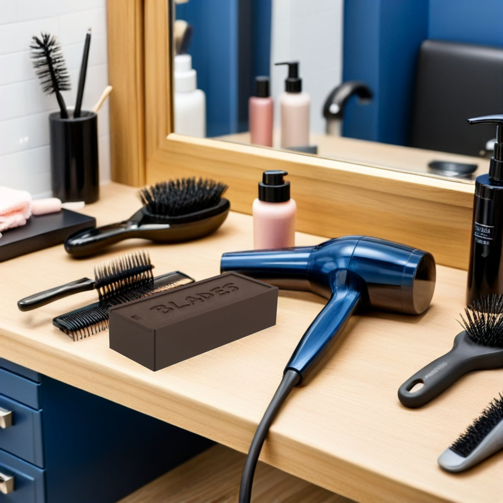 Home Barber - Plastic Brown Blade Storage Double Compartment