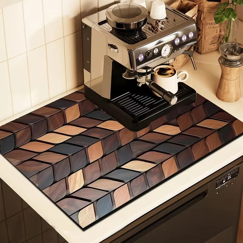 Bar Mat Rubber - VIKAMA 3D Vintage Wood Grain Dish