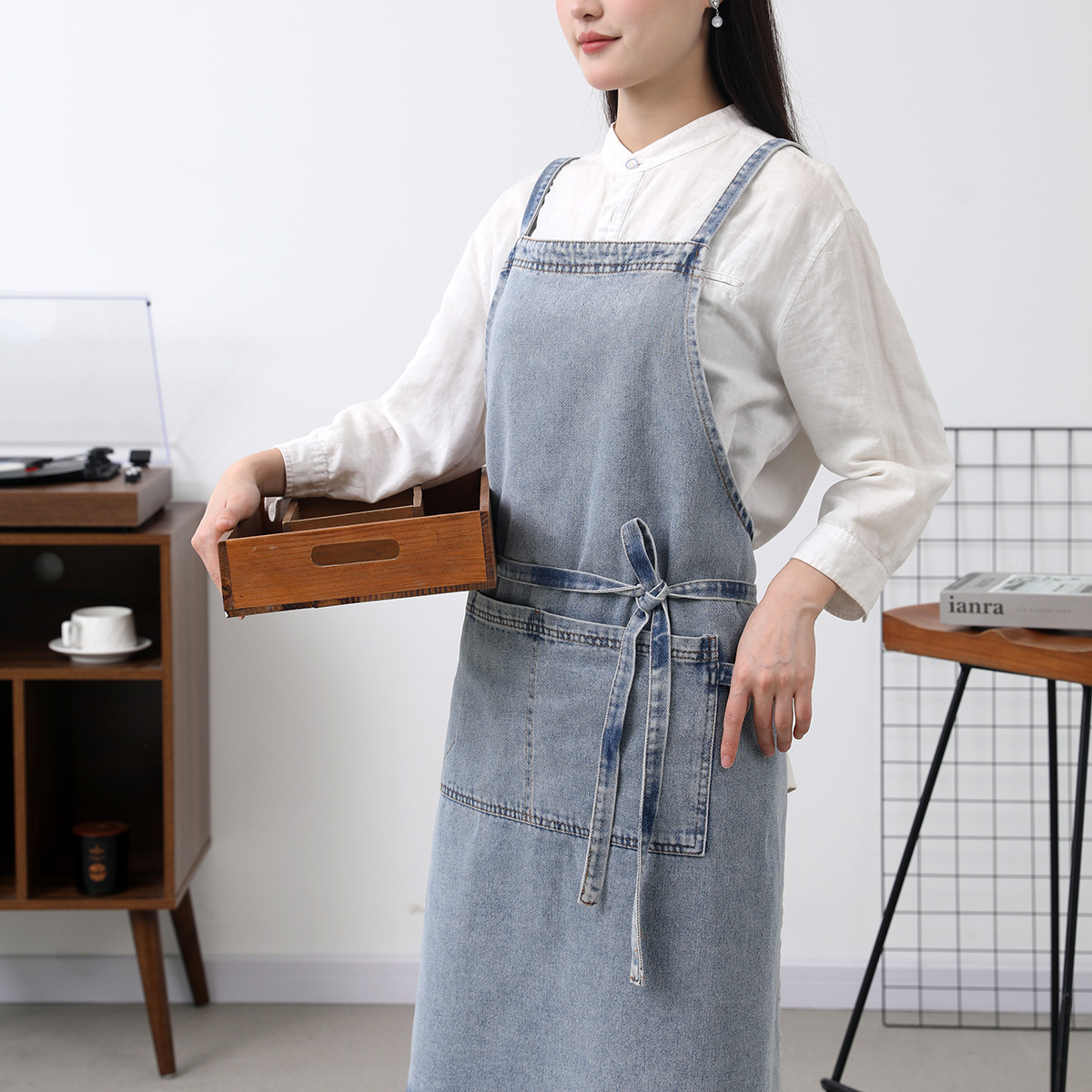 Denim Apron Cotton Korean Canv - Home Barber ulasan dan harga