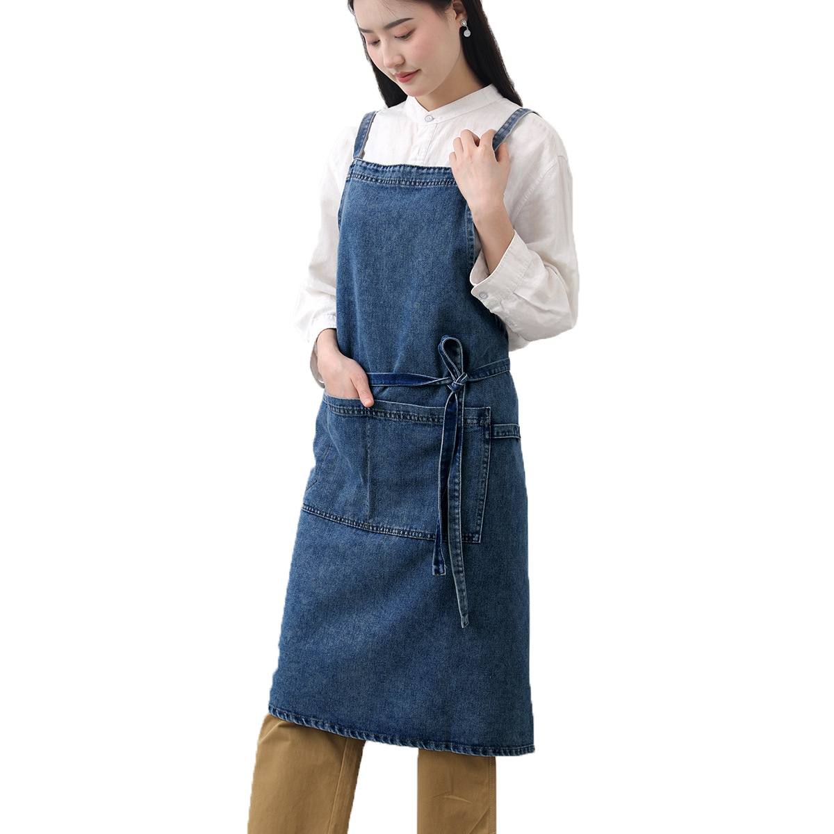 Denim Apron Cotton Korean Canv - Home Barber ulasan dan harga