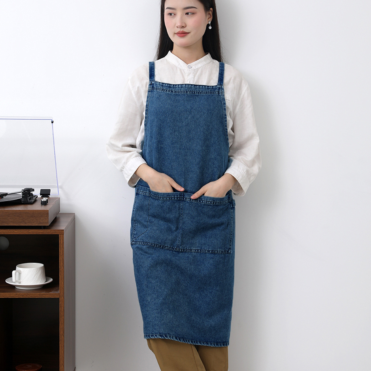 Denim Apron Cotton Korean Canv - Home Barber ulasan dan harga