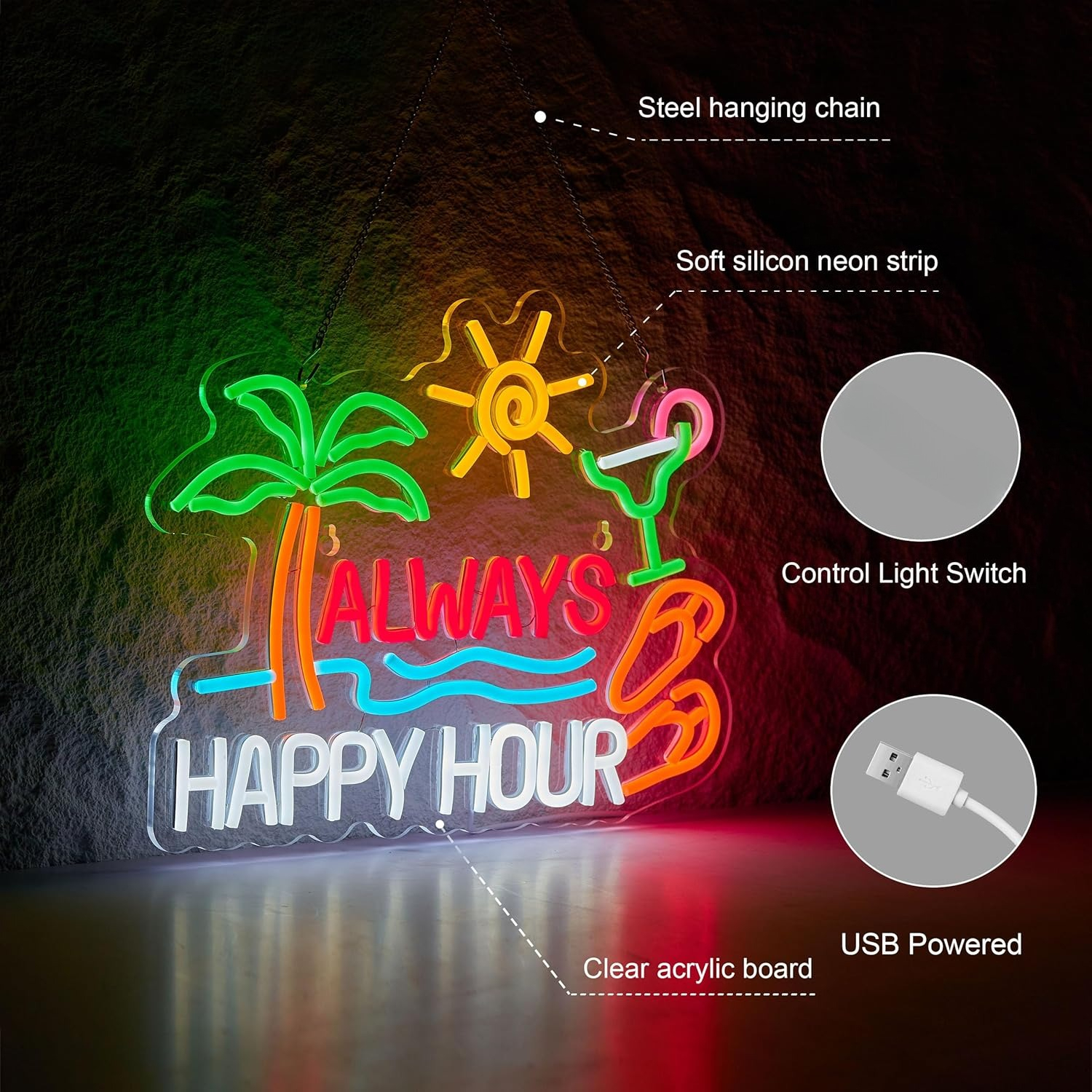 Always Happy Hour Beer Bar Neo - Home Bar Signs ulasan dan harga