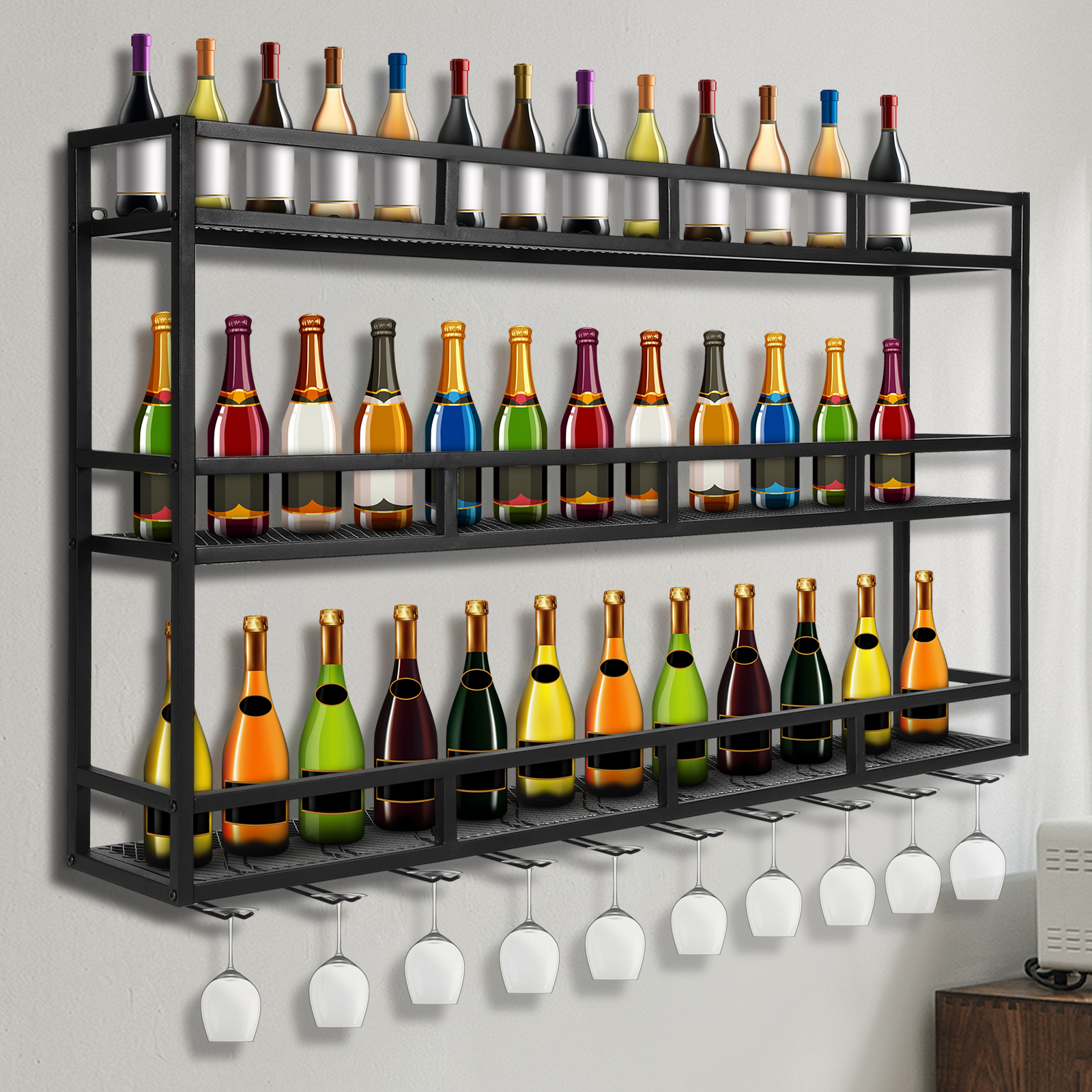 Bar Liquor Bottle Display Shel - Home Bar Shelf ulasan dan harga