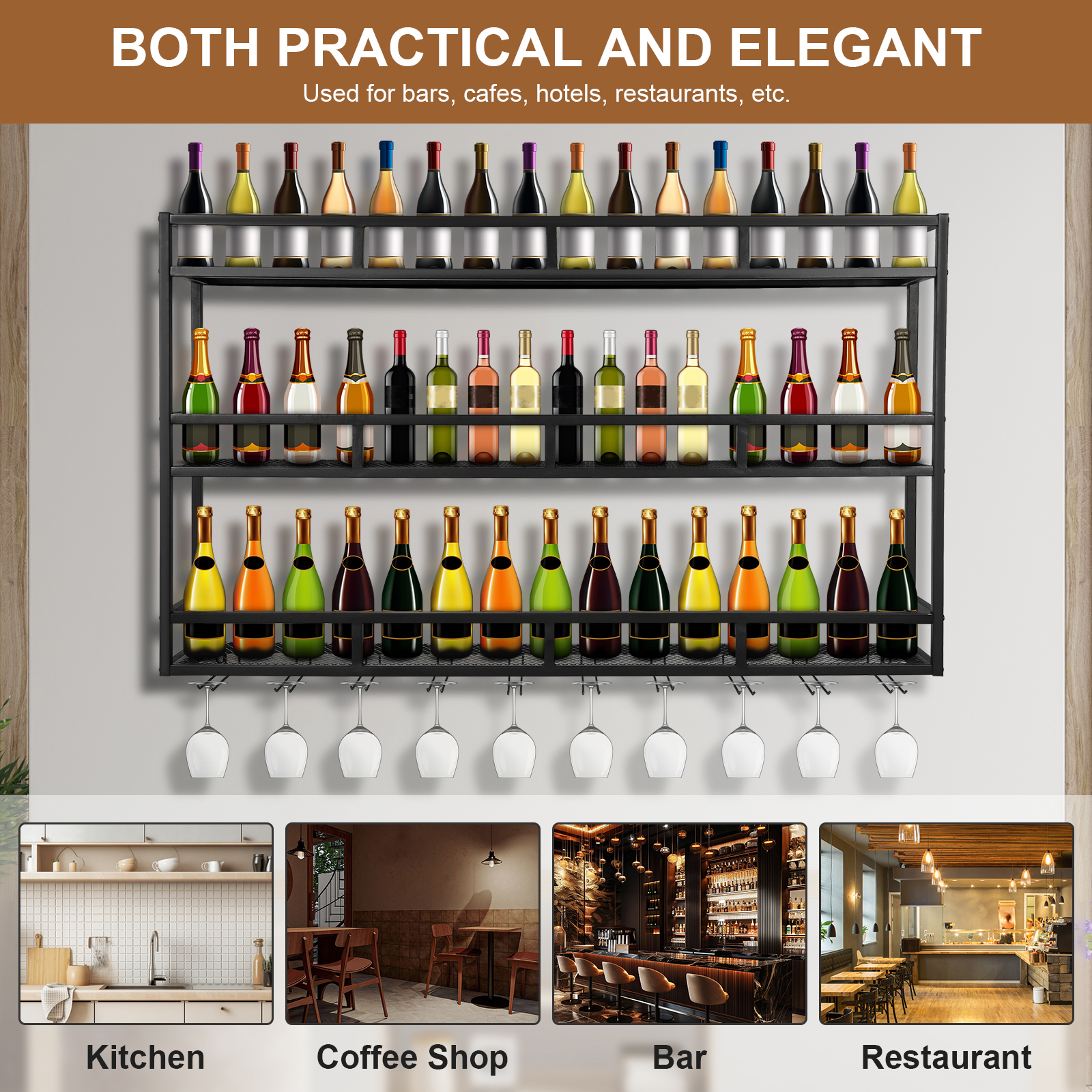 Bar Liquor Bottle Display Shel - Home Bar Shelf ulasan dan harga