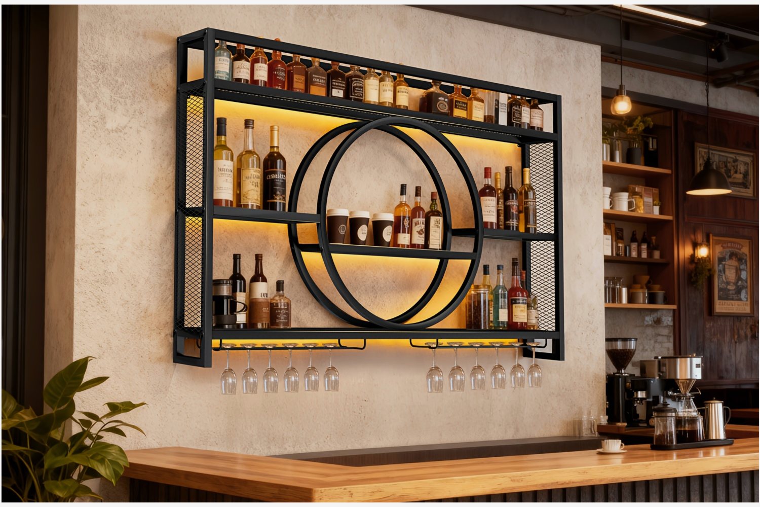 Stylish 3-Tier Wall-Mounted Me - Home Bar Shelf ulasan dan harga