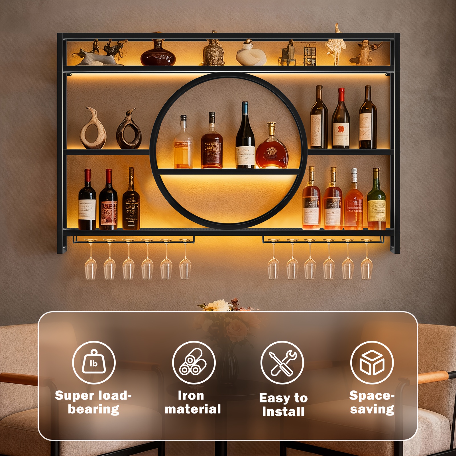 Stylish 3-Tier Wall-Mounted Me - Home Bar Shelf ulasan dan harga