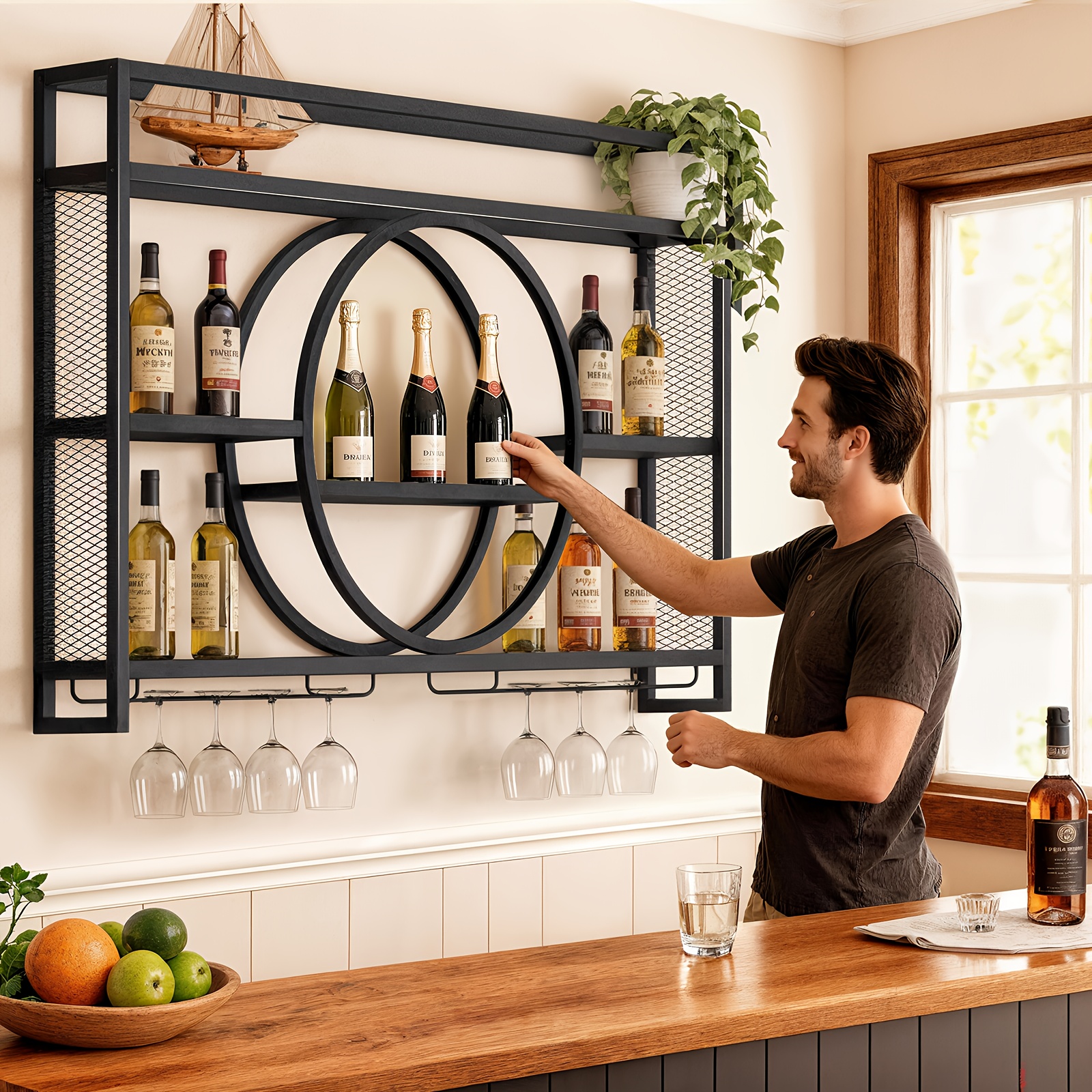 Stylish 3-Tier Wall-Mounted Me - Home Bar Shelf ulasan dan harga