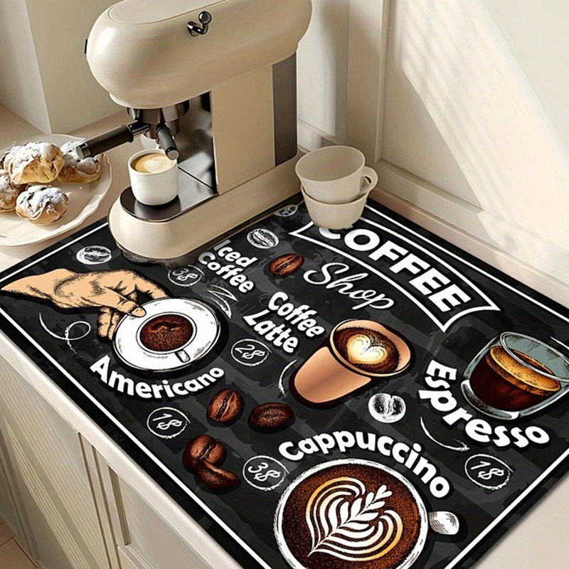 Coffee Print Kitchen Drying Ma - Bar Mat Rubber ulasan dan harga