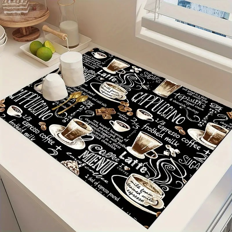 Coffee Print Kitchen Drying Ma - Bar Mat Rubber ulasan dan harga