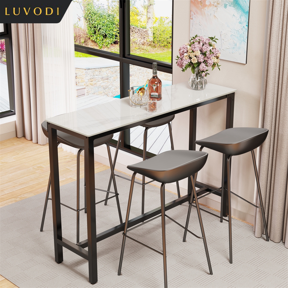 LUVODI Black Bar Table with Wh - Home Bar And Counter ulasan dan harga