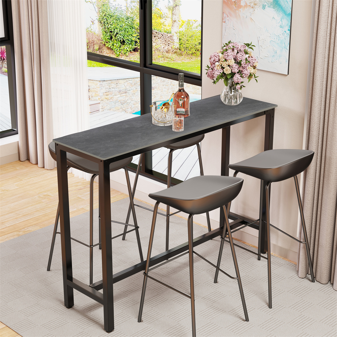 LUVODI Black Bar Table with Wh - Home Bar And Counter ulasan dan harga