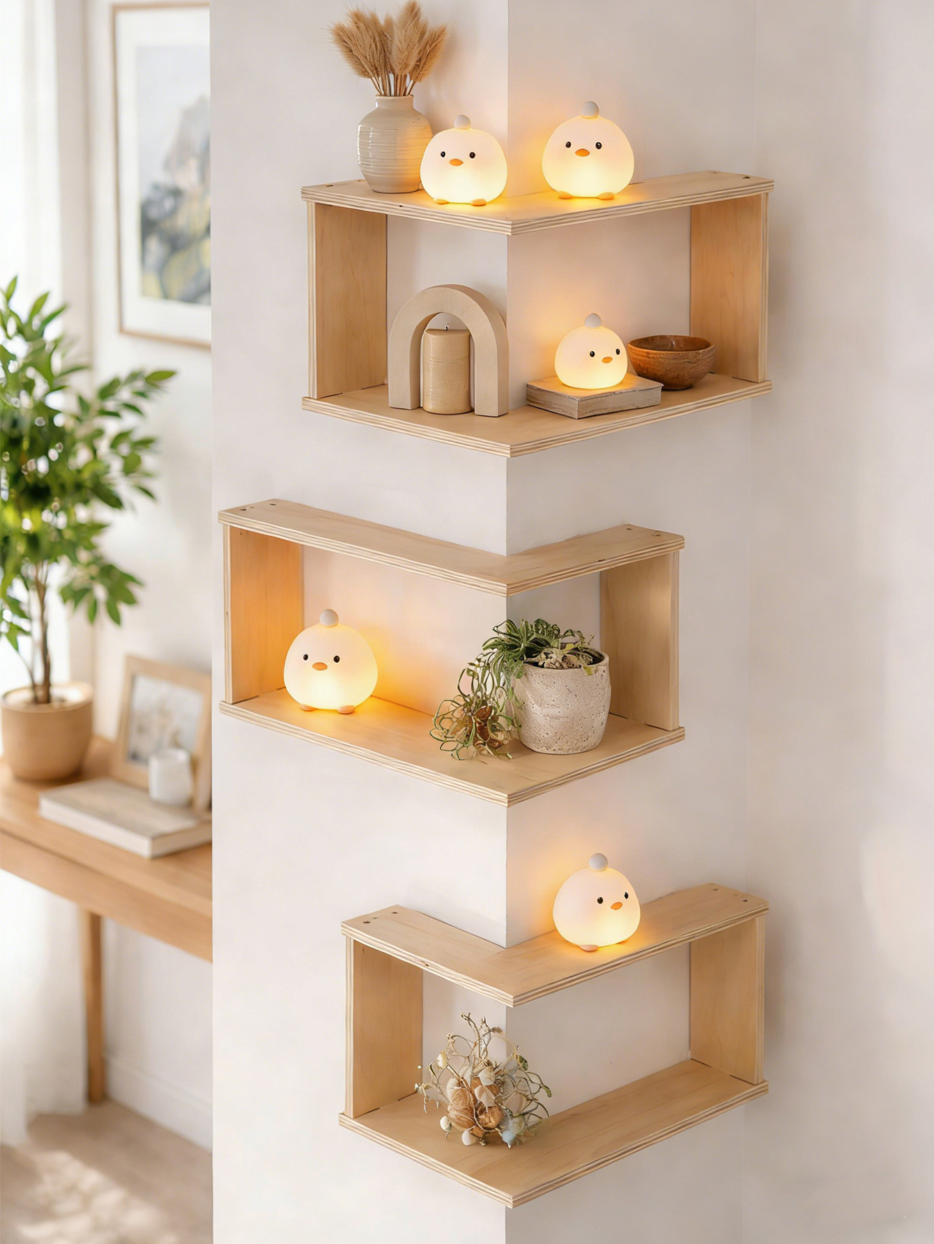 Corner Floating Wooden Shelves - Home Bar Shelf ulasan dan harga