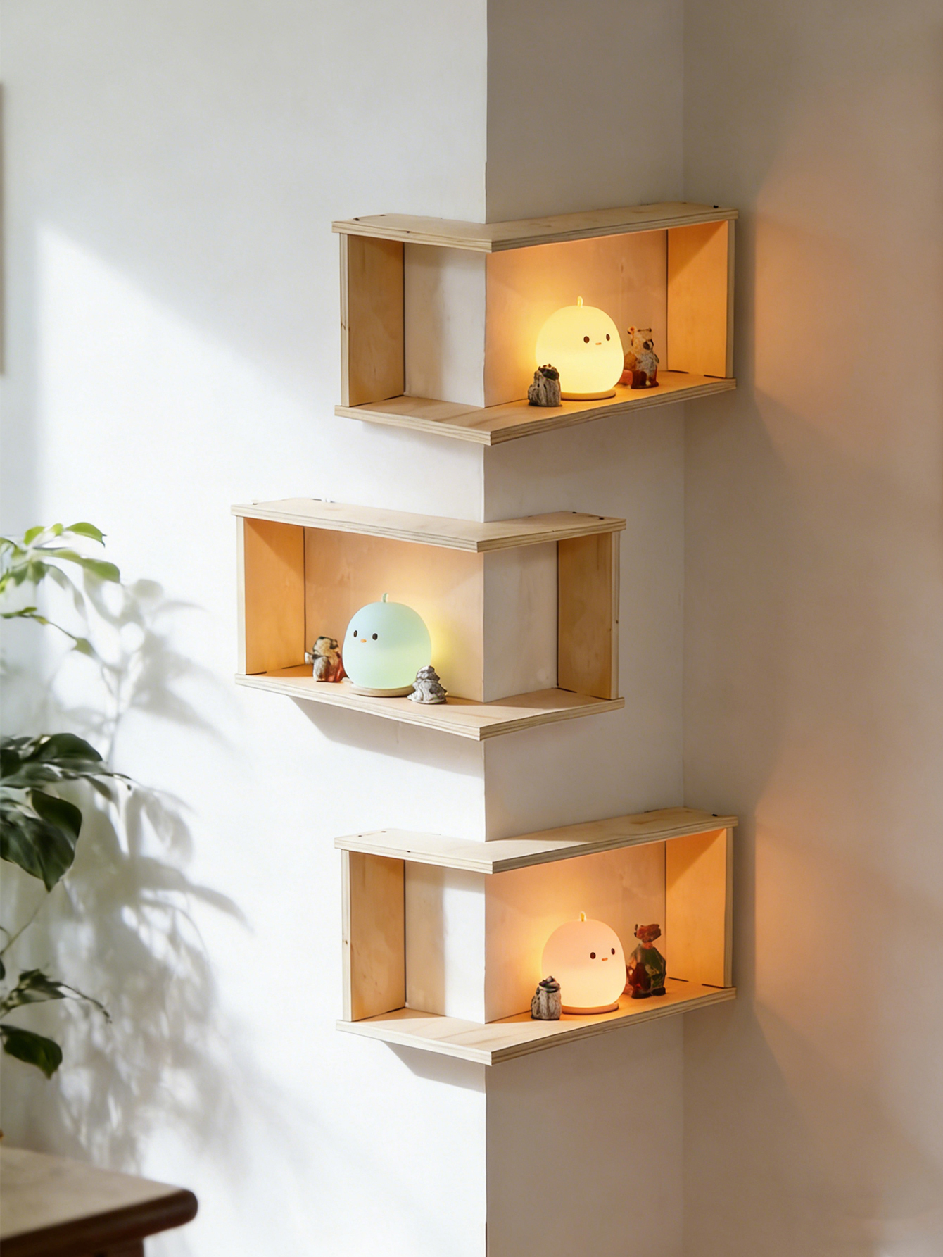 Corner Floating Wooden Shelves - Home Bar Shelf ulasan dan harga