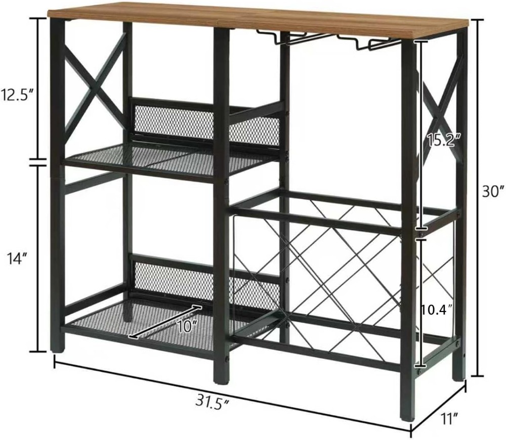 Rustic Freestanding Wine Rack  - Home Bar Shelf ulasan dan harga