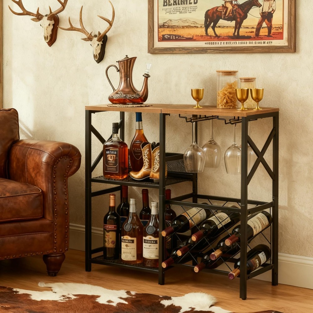 Rustic Freestanding Wine Rack  - Home Bar Shelf ulasan dan harga