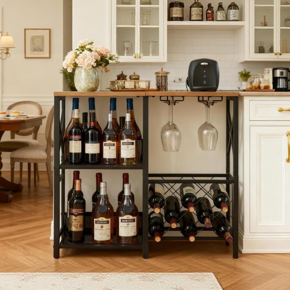 Rustic Freestanding Wine Rack  - Home Bar Shelf ulasan dan harga