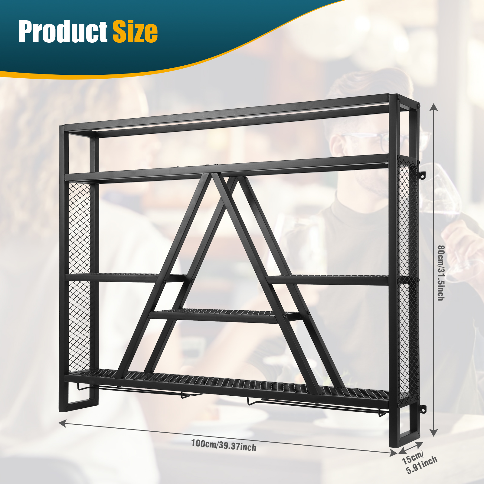 Metal Bottle & Glass Holder Mu - Home Bar Shelf ulasan dan harga
