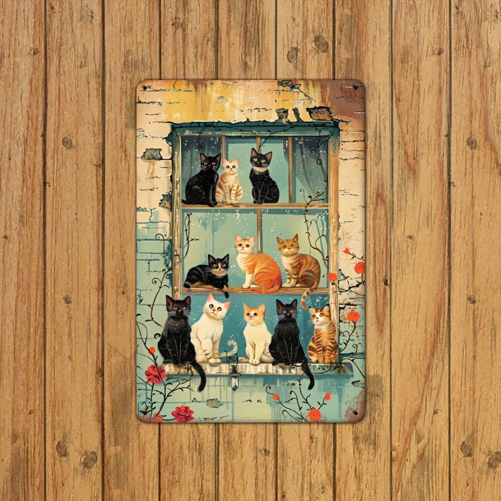 Vintage Cats Window Metal Sign - Home Bar Accessories ulasan dan harga