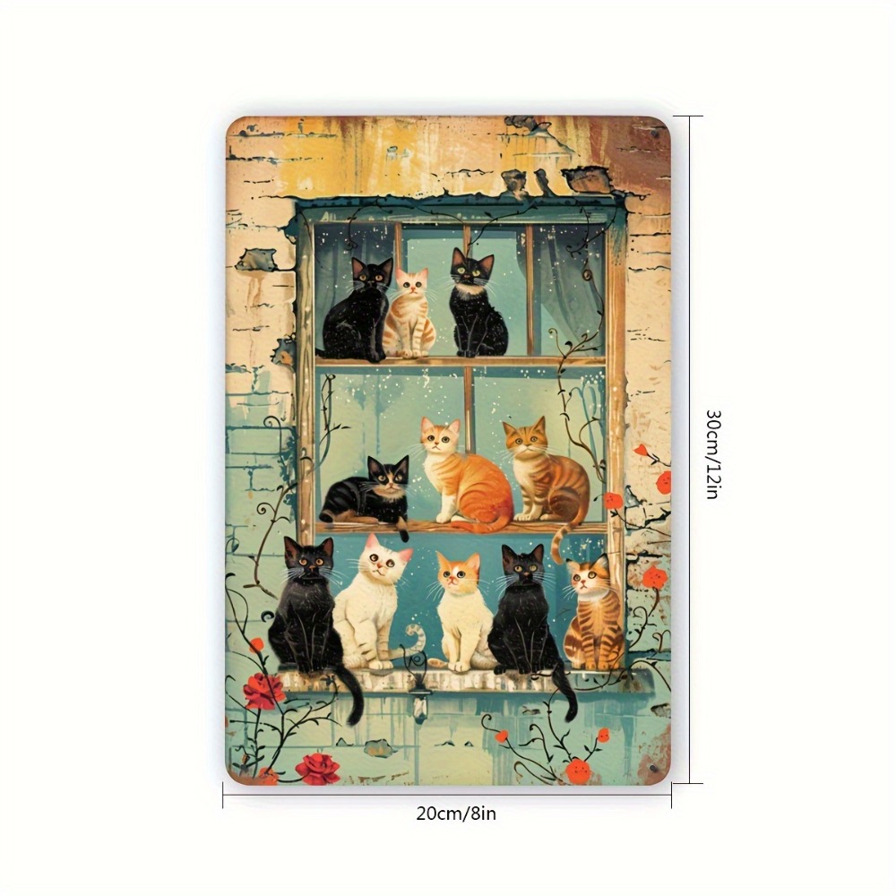 Vintage Cats Window Metal Sign - Home Bar Accessories ulasan dan harga